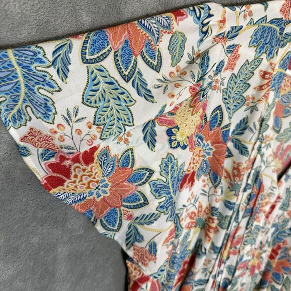 Rose + Olive 2X Tunic Plus All Over Print Floral Boho Top Smocked Flutter Sleeve - Picture 9 of 9